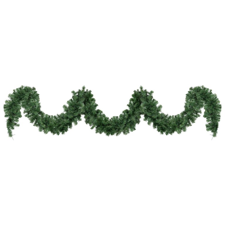 jingle jollys 5m christmas garland led lights party xmas decorations 380 tips Green Christmas garland decoration against white background.