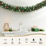 jingle jollys 5m christmas garland led lights party xmas decorations 380 tips Decorative Christmas garland with ornaments and presents.