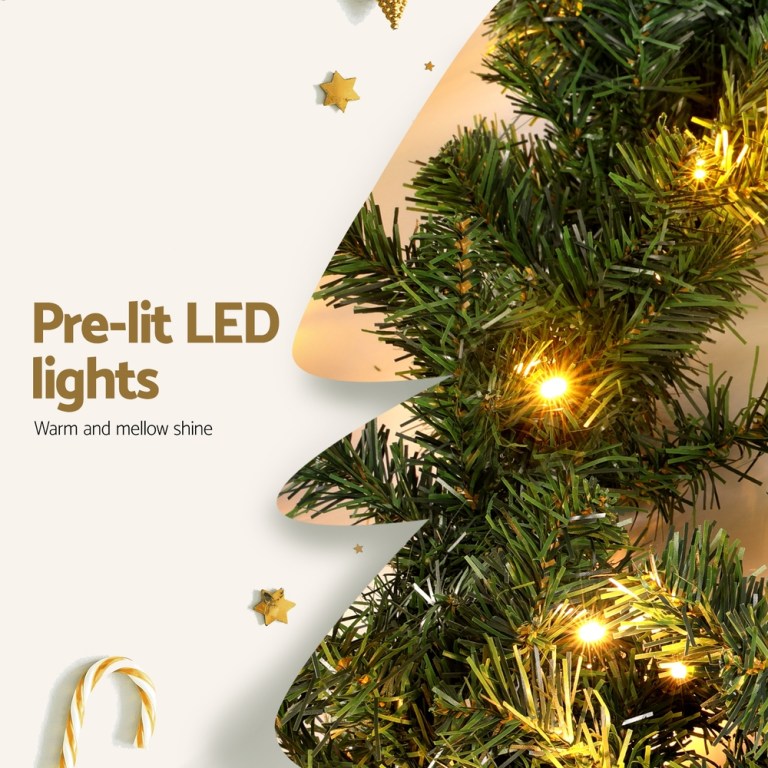 jingle jollys 5m christmas garland led lights party xmas decorations 380 tips Christmas tree with glowing pre-lit LED lights.