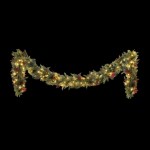 jingle jollys 3m christmas garland pre lit led with pine cones xmas decor green Christmas garland with lights and berries