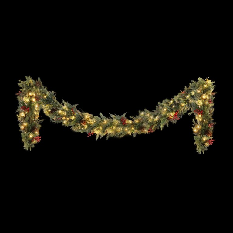 jingle jollys 3m christmas garland pre lit led with pine cones xmas decor green Christmas garland with lights and berries