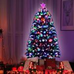 jingle jollys 1.5m christmas tree optic fibre led xmas tree multi colour Colourful Christmas tree with gifts underneath