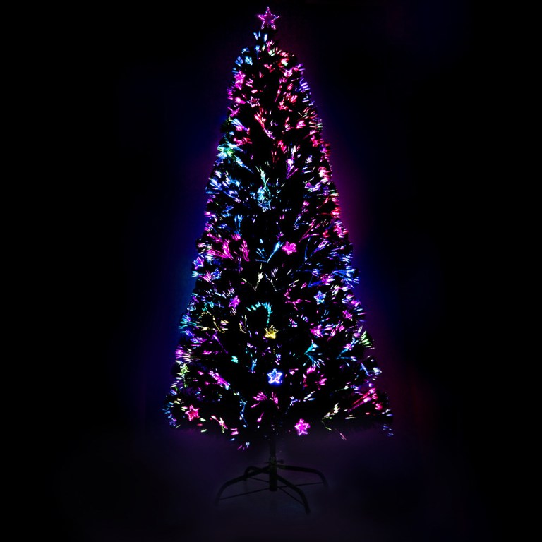 xm tr led 6f gr 4138 00.jpg Fibre optic Christmas tree with multicoloured lights.