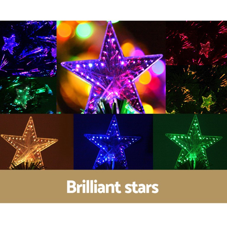 jingle jollys 1.8m christmas tree optic fibre led xmas tree multi colour Colourful LED star tree toppers