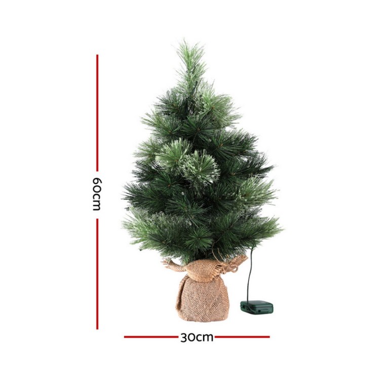 jingle jollys christmas tree 60cm mini tabletop 8 light modes timer xmas tree Small artificial Christmas tree with dimensions.