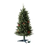jingle jollys mini christmas tree 90cm led xmas tree party decorations Artificial Christmas tree with pinecones and berries.