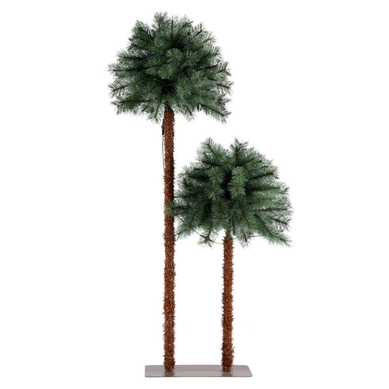 jingle jollys christmas tree 1.5+1m led xmas palm tree party decorations 2 in 1 Artificial palm trees on white background