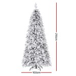 jingle jollys christmas tree 2.1m flocking pencil tree led xmas 860 tips white Snowy Christmas tree, 210cm tall, 100cm wide