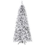 jingle jollys christmas tree 2.1m flocking pencil tree led xmas 860 tips white Artificial snow-covered Christmas tree, metal stand