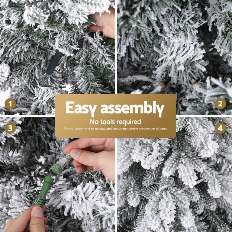 jingle jollys christmas tree 2.1m flocking pencil tree led xmas 860 tips white Easy assembly of snow-covered Christmas tree.
