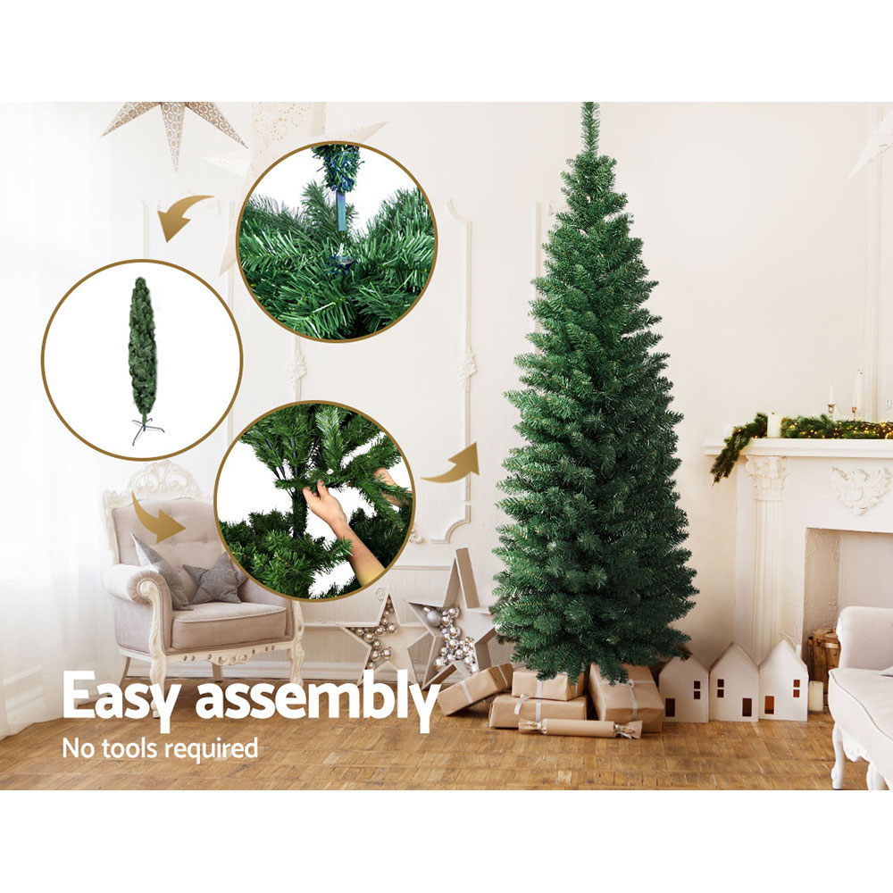 Assembling artificial Christmas tree, no tools required.