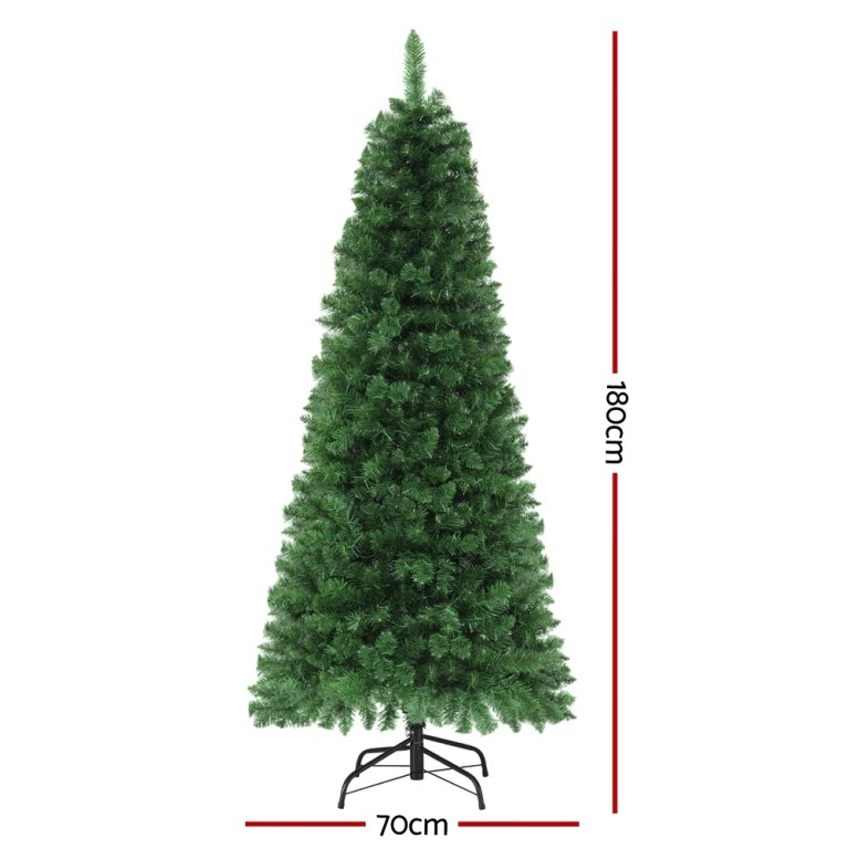 jingle jollys 1.8m pre lit christmas tree 8 mode multi colour 200 led light xmas Artificial Christmas tree 180cm tall with base.