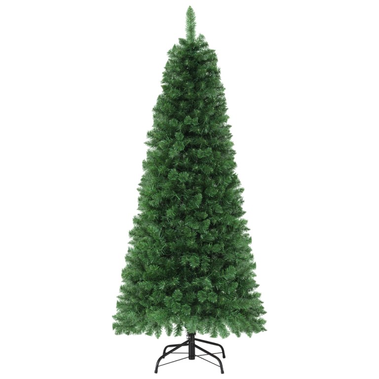 jingle jollys 1.8m pre lit christmas tree 8 mode multi colour 200 led light xmas Tall artificial Christmas tree with green branches.