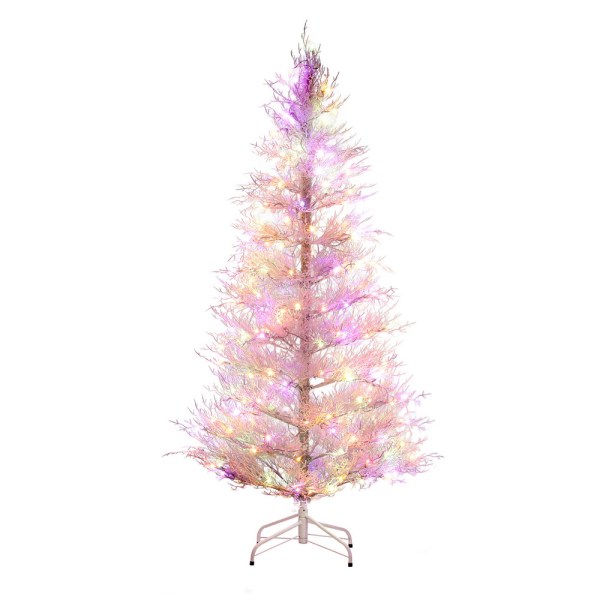 xm tr sparse 6ft wh mc 202508061628 00.jpg Colourful fibre optic Christmas tree lights glowing