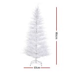 jingle jollys 1.8m led christmas tree 8 modes adjustable multi color light snowy White Christmas tree, 180cm tall, 97cm wide.