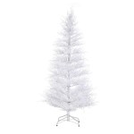 jingle jollys 1.8m led christmas tree 8 modes adjustable multi color light snowy White artificial Christmas tree on metal stand.