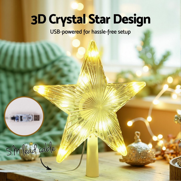 jingle jollys christmas tree topper star rgb led xmas decor 80 modes app control