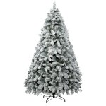 xm tr well 7f gs 23405 00.jpg Snow-covered artificial Christmas tree with stand.