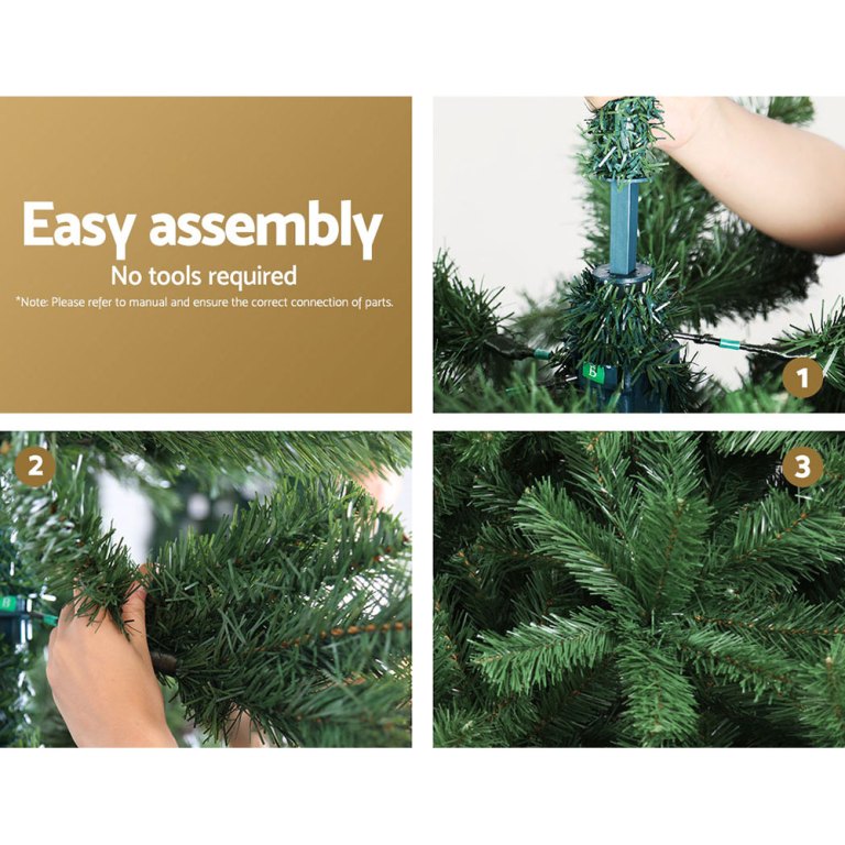 jingle jollys christmas tree 2.4m green xmas tree decorations 1225 tips Assembling artificial Christmas tree without tools.