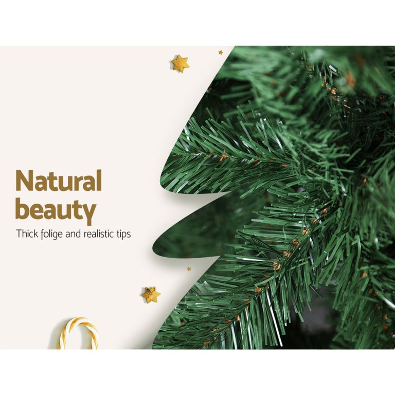 Artificial Christmas tree with realistic foliage detail.