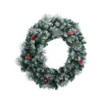 Frosted Christmas wreath with red berries