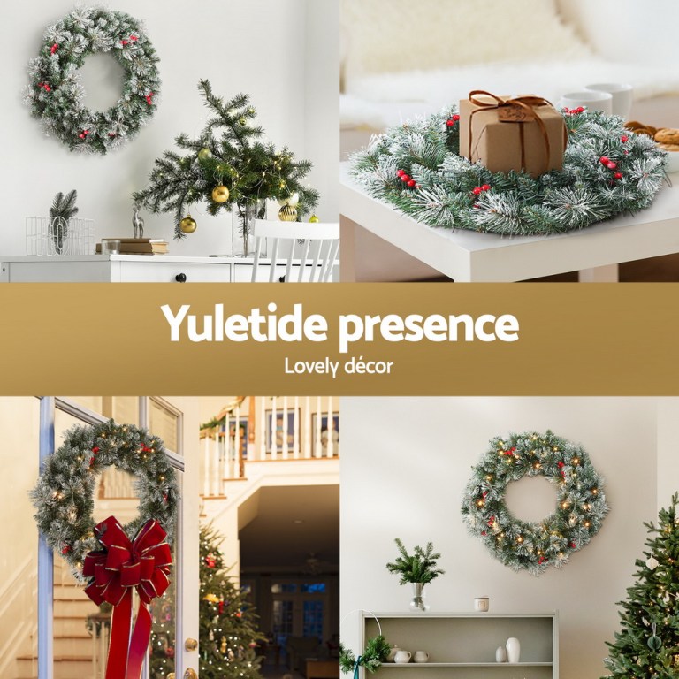 Festive Christmas wreaths and decorations in home interiors.