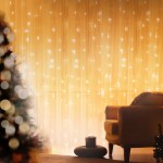 Cozy room with festive Christmas lights