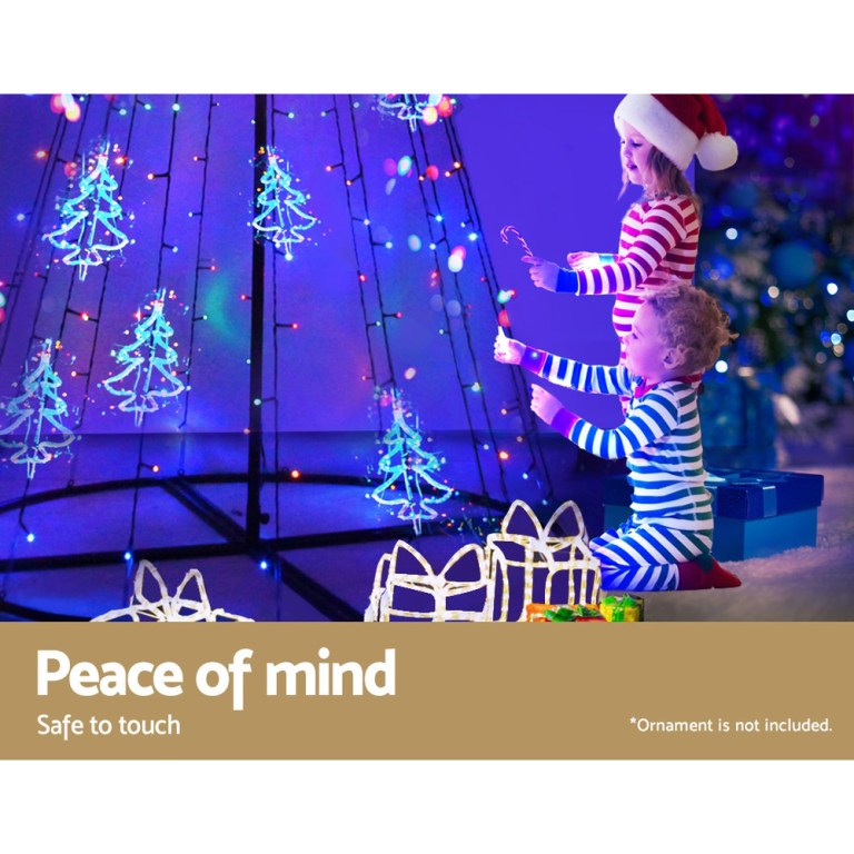 Children admiring Christmas lights, feel safe and secure.