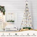 3.6m christmas tree 800 led solar net lights jingle jollys Solar-powered LED tree with ornaments on porch.