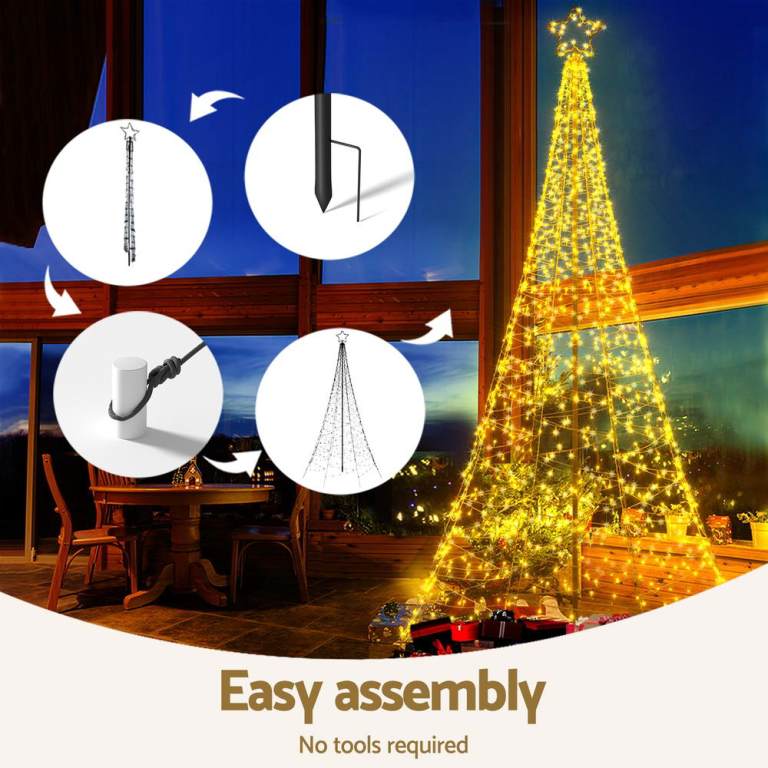 3.6m christmas tree 800 led solar net lights jingle jollys Easy assembly Christmas tree with lights, no tools.