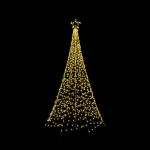Illuminated Christmas tree with a star topper.