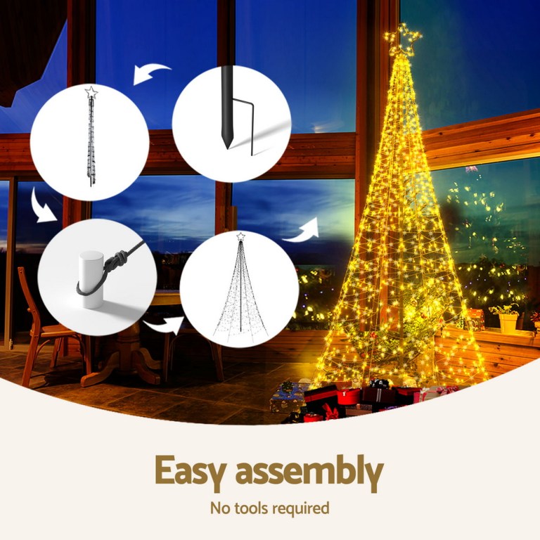 Easy assembly Christmas tree with lights setup guide.