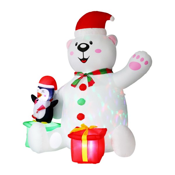 xmas inf bear 6ft 202507181432 00.jpg Inflatable festive bear and penguin with Christmas gift