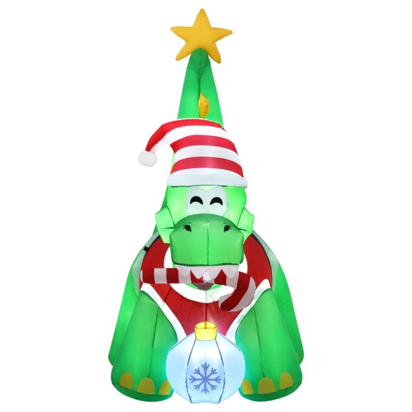 jingle jollys christmas inflatable dinosaur 1.86m height led decorations illuminated Inflatable Christmas dinosaur with Santa hat and lights.