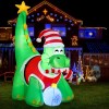 jingle jollys christmas inflatable dinosaur 1.86m height led decorations illuminated Inflatable dinosaur Christmas decoration in front yard.
