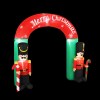 Inflatable Christmas arch with toy soldiers.