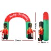 Inflatable Christmas arch with nutcrackers, dimensions shown.