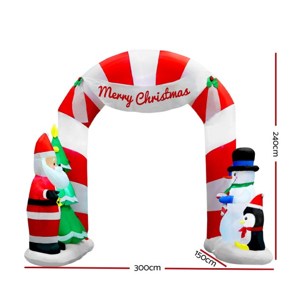 jingle jollys christmas inflatable archwary santa 3m illuminated decorations Inflatable Christmas arch with Santa, snowman, penguin.