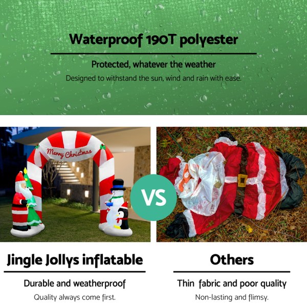 jingle jollys christmas inflatable archwary santa 3m illuminated decorations Weatherproof Christmas inflatable versus low-quality alternative comparison.