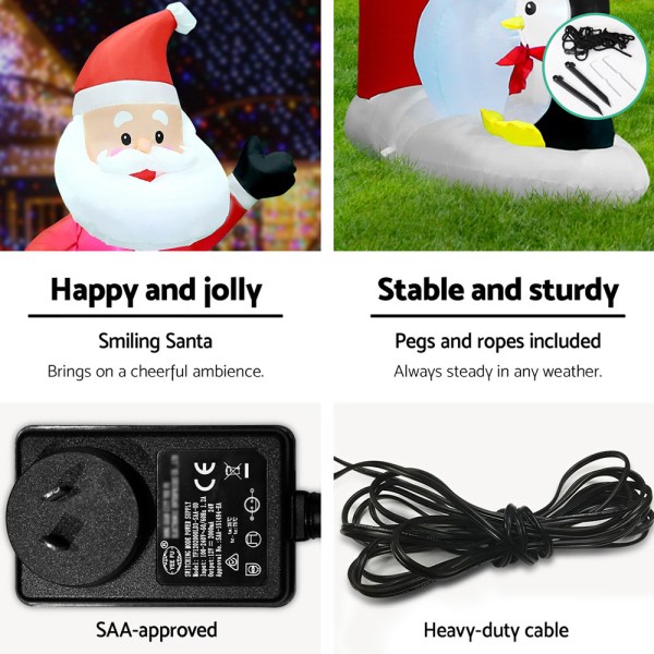 jingle jollys christmas inflatable archwary santa 3m illuminated decorations Jingle Jolly Christmas Inflatable Santa Arch 3M