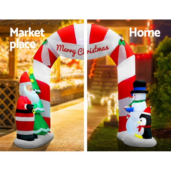 jingle jollys christmas inflatable archwary santa 3m illuminated decorations Inflatable Santa and snowman Christmas archway decor.