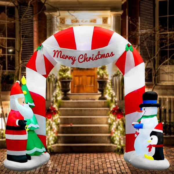jingle jollys christmas inflatable archwary santa 3m illuminated decorations Inflatable Christmas arch with Santa, snowman decoration