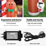 Inflatable gingerbread, stable bases, SAA-approved LED driver.