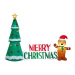 xmas inf ginger tree 10ft 202508111552 00.jpg Inflatable Christmas tree and gingerbread, Merry Christmas sign.