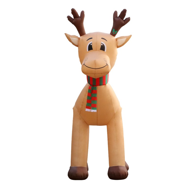 jingle jollys christmas inflatable reindeer 5m illuminated decorations Inflatable reindeer decoration with antlers and scarf.
