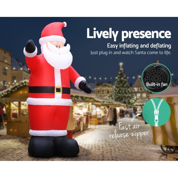 jingle jollys christmas inflatable santa 5m illuminated decorations Inflatable Santa with built-in fan and air release.
