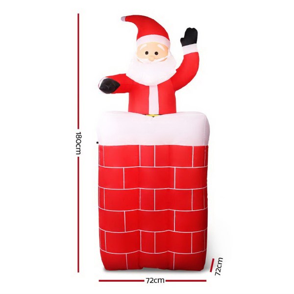 Inflatable Santa in chimney decoration with sizes.
