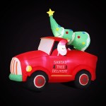jingle jollys christmas inflatable santa truck 1.6m height led decorations illuminated Inflatable Santa's tree delivery truck.
