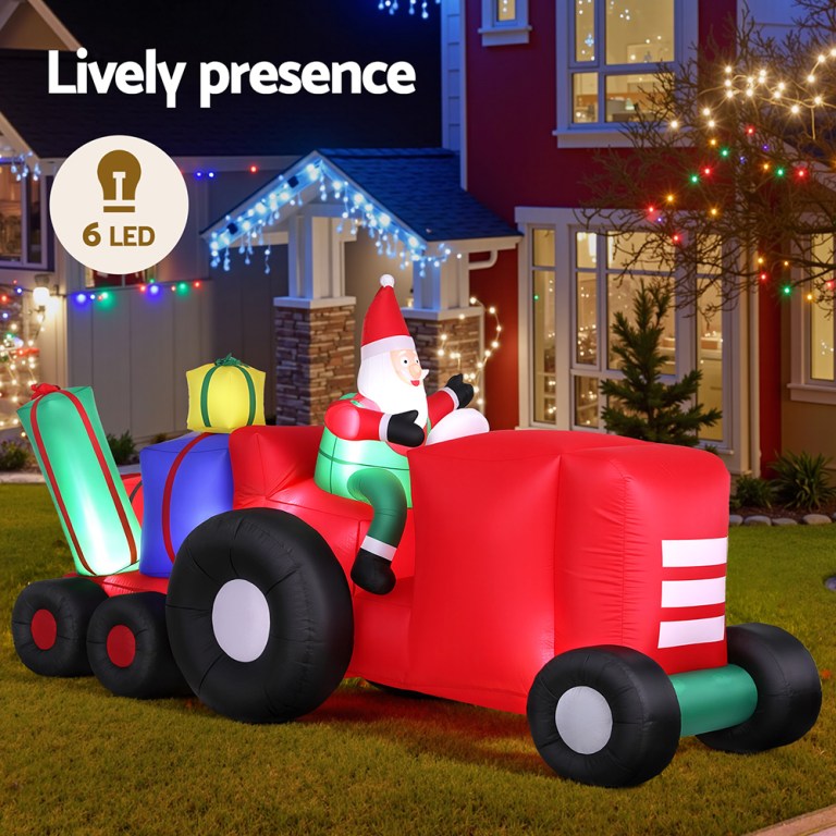Jingle Jollys Santa Truck Inflatable 2.6M LED Decor