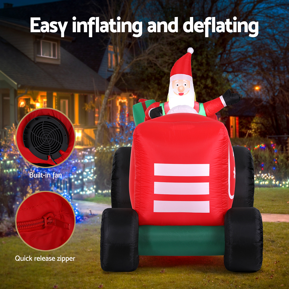Jingle Jollys Santa Truck Inflatable 2.6M LED Decor - Image 5